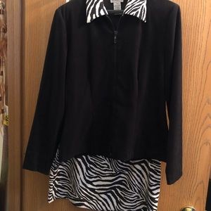 Zebra skirt suit mini fitted size 7/8 business blazer set